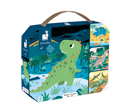 4 puzzels dinosaurus (6 - 9-12-16 stuks)