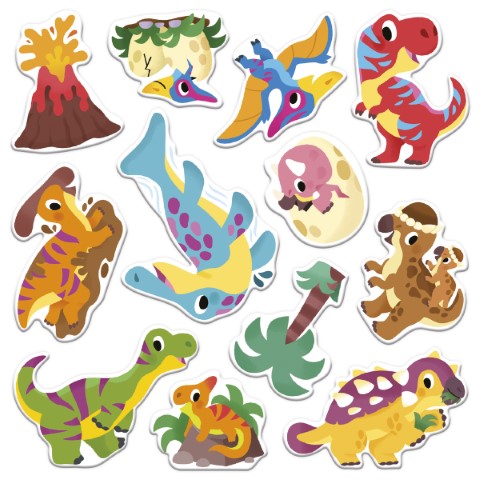 Dikke herkleerfbare stickers - dinosauren - 2 jaar