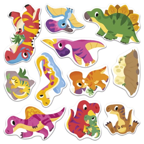 Dikke herkleerfbare stickers - dinosauren - 2 jaar