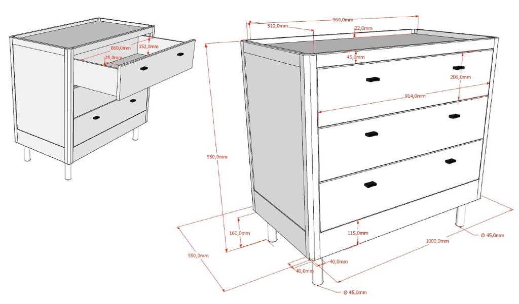 Commode 3 laden Forrest