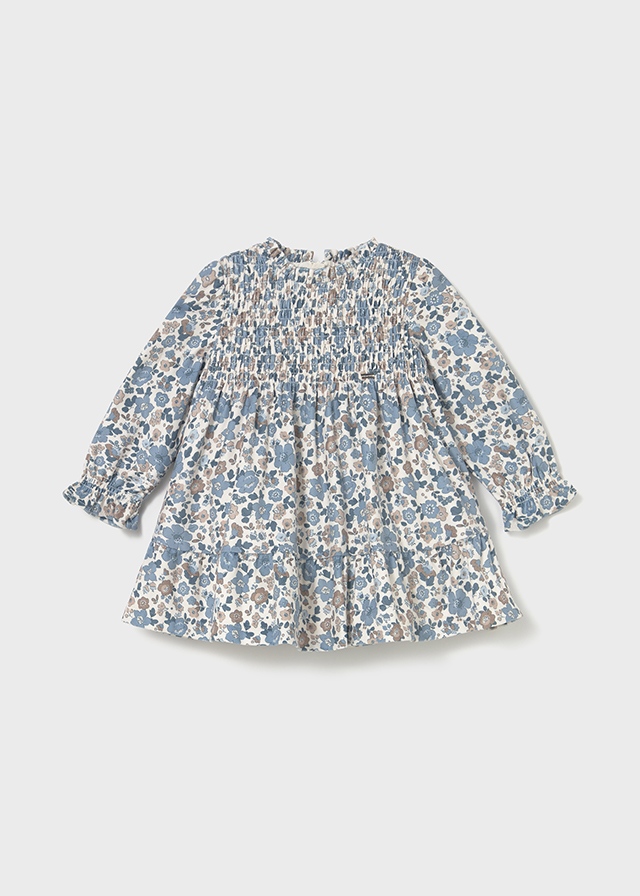 Geprinte velvet babyjurk met bloemen
