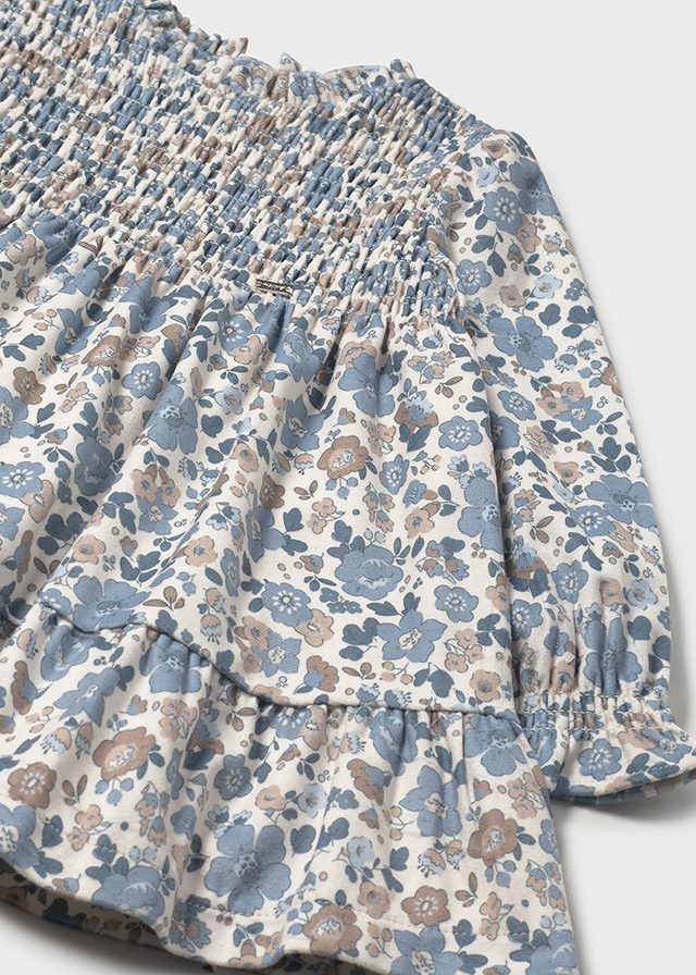 Geprinte velvet babyjurk met bloemen