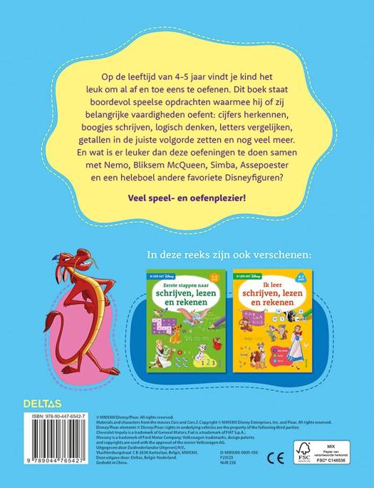 Disney Ik leer met - Allereerste stappen naar schrijven, lezen en tellen (4-5 j.)