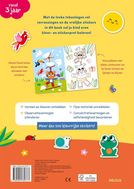 Kleur- en stickerpret - vrolijke dieren
