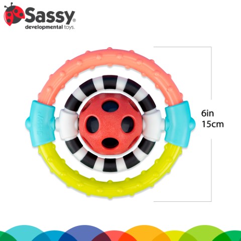 Spin & chew flexible ring rattle