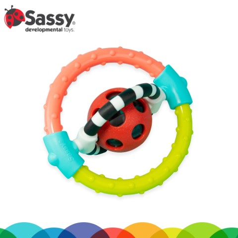 Spin & chew flexible ring rattle