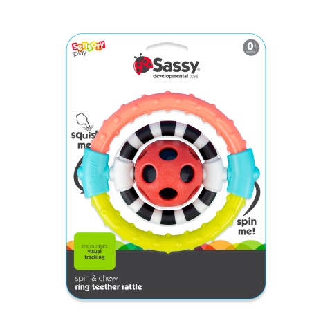 Spin & chew flexible ring rattle