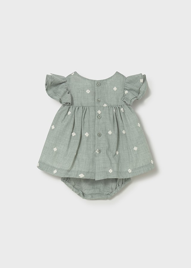 Geborduurde jurk met bloomer