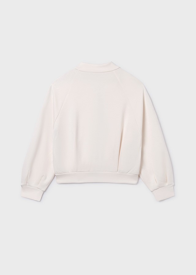 Sweatvest - bomberstijl met zwarte ritsen en opdruk