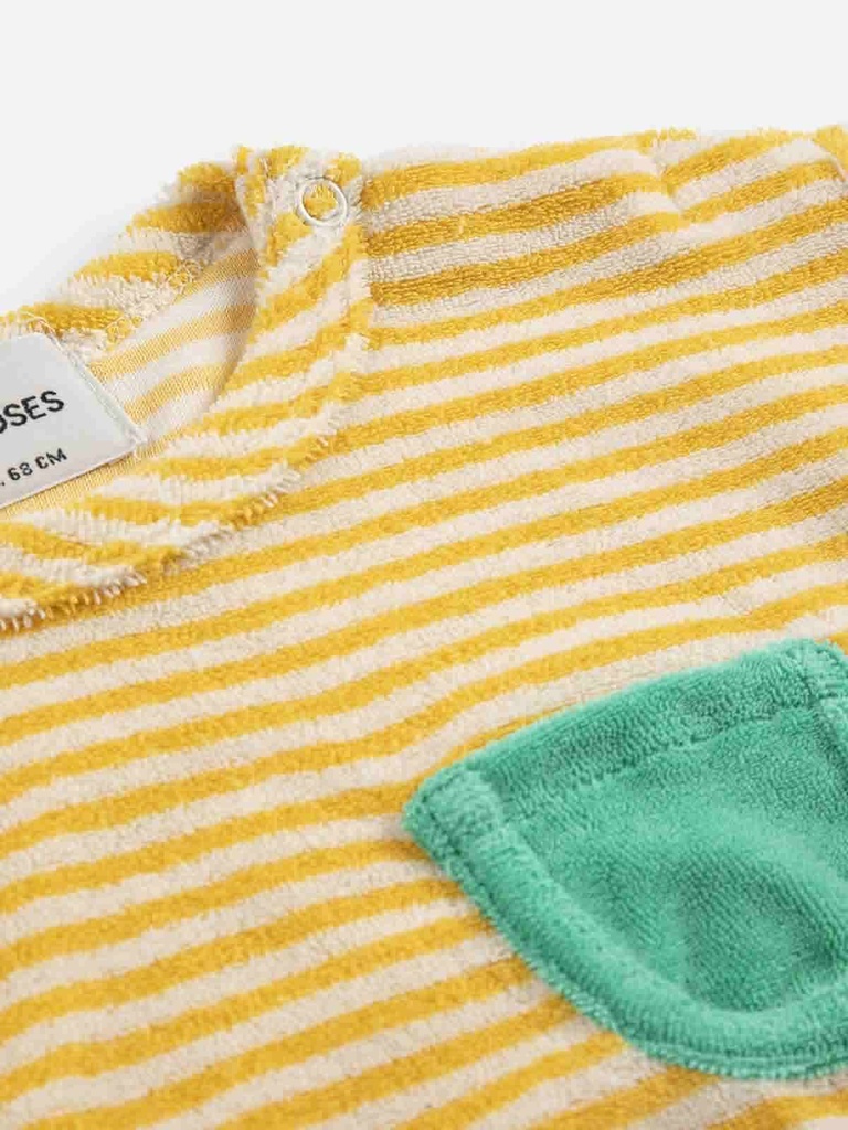 Sweatshirt badstof gebreid gele strepen