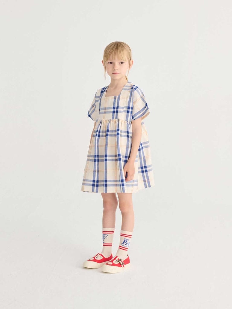 Jurk korte mouw woven fun tartan