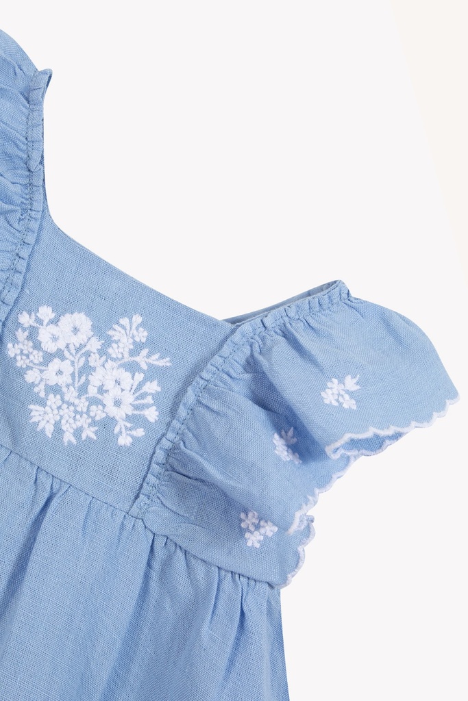 Jurk linnen fijn Borduurwerk Santorin