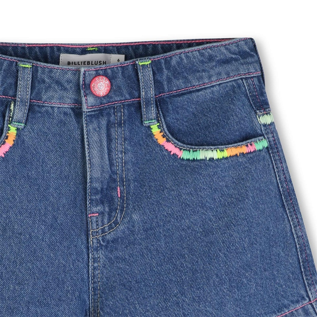 Short denim borduur relaxlook