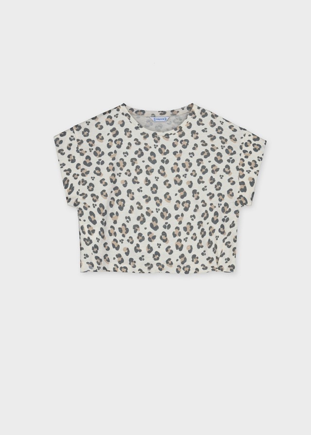 Cropped t-shirt met luipaardprint