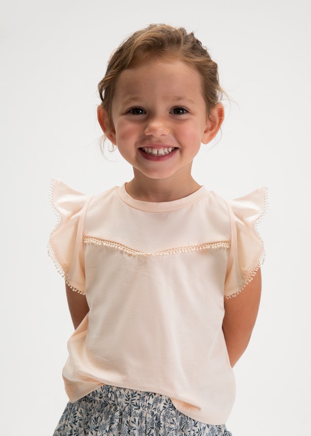 T-shirt korte mouwen met kanten rand