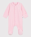 Pyjama in effen velours met kraag