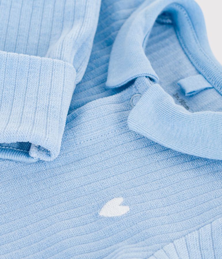 Pyjama in effen velours met kraag