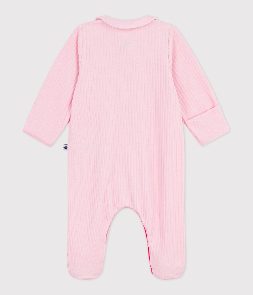 Pyjama in effen velours met kraag