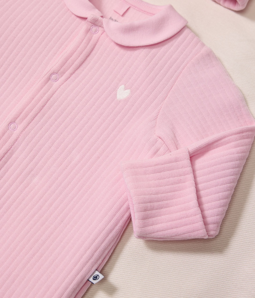 Pyjama in effen velours met kraag