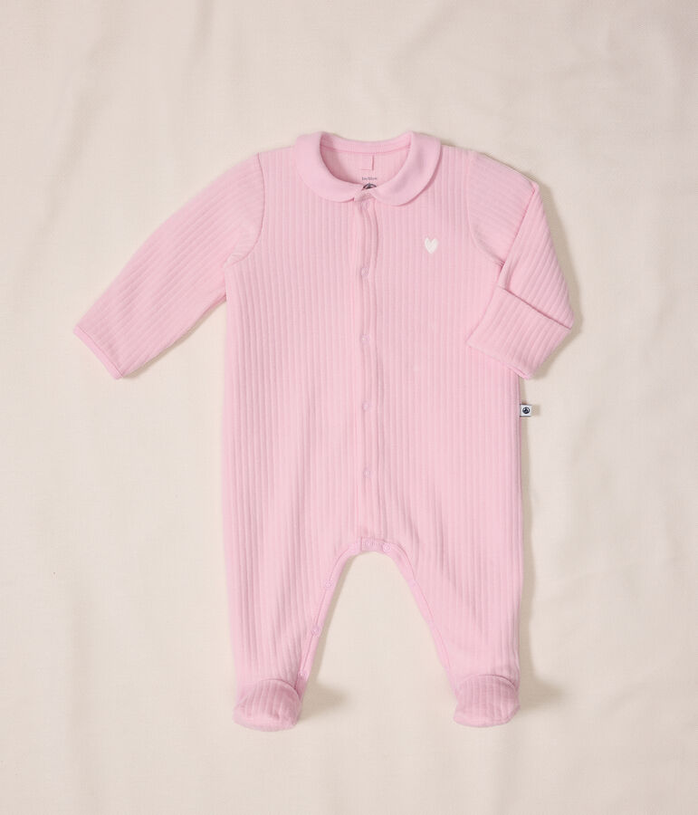 Pyjama in effen velours met kraag