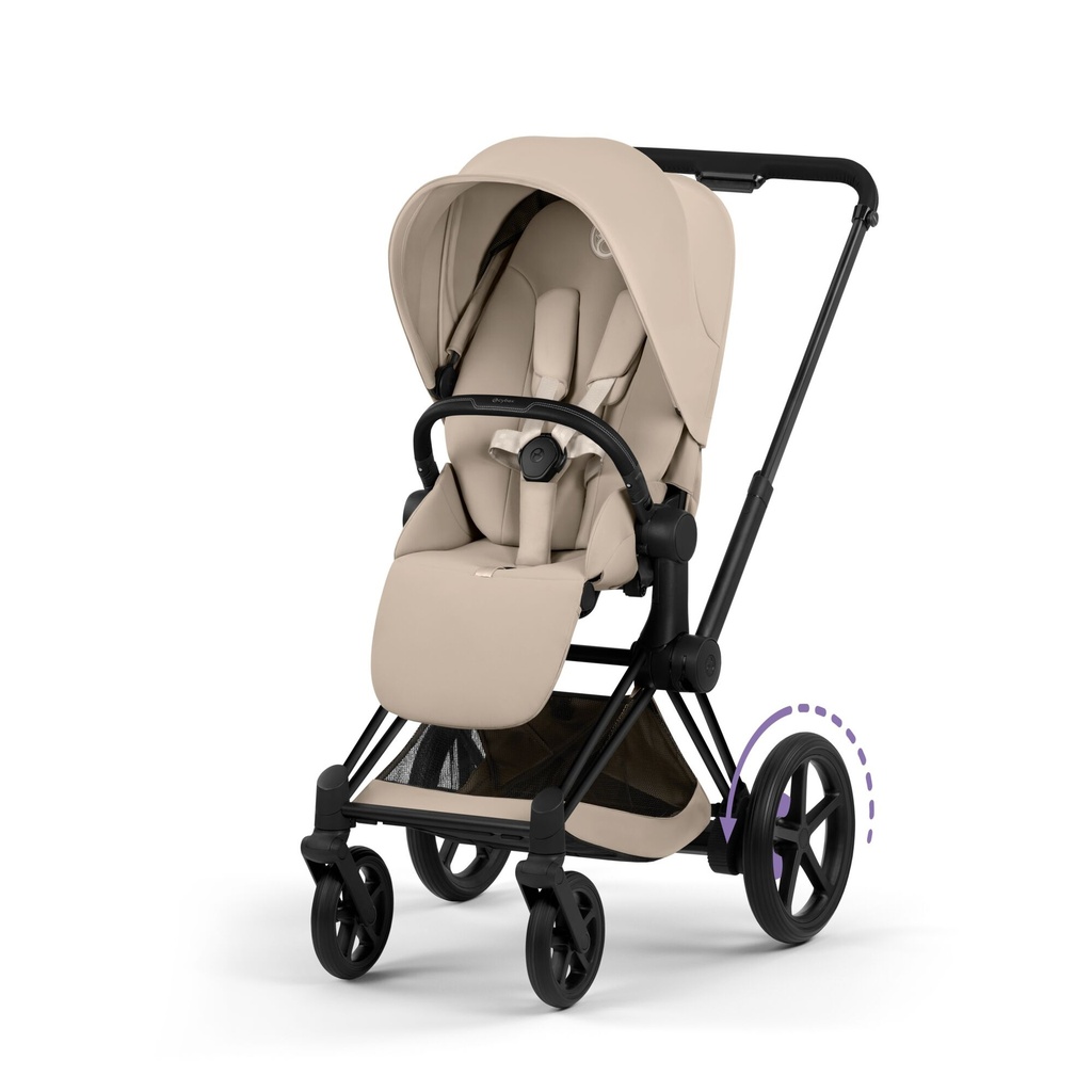 Kinderwagen set e-Priam comfort matt black (incl. draagmand  en buggyzit)