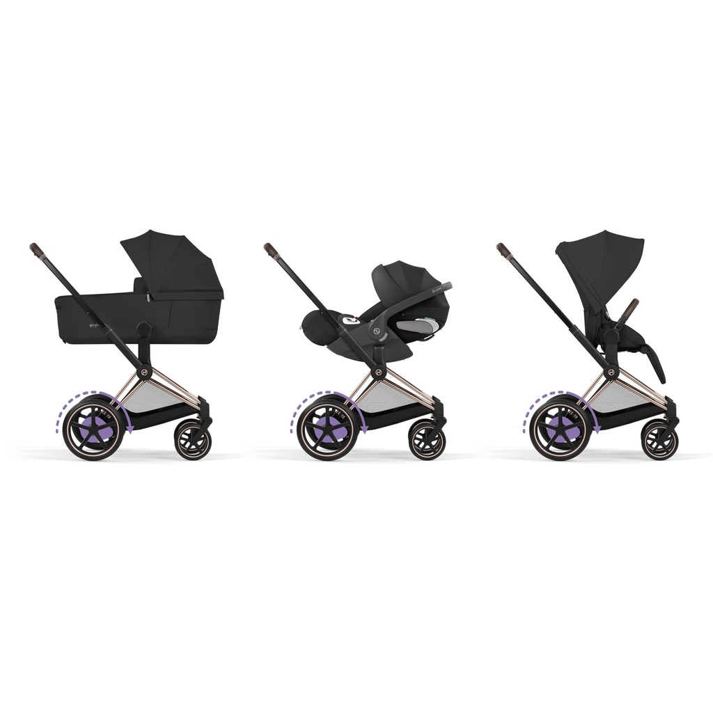 Kinderwagen set e-Priam comfort rosegold (incl. draagmand  en buggyzit)