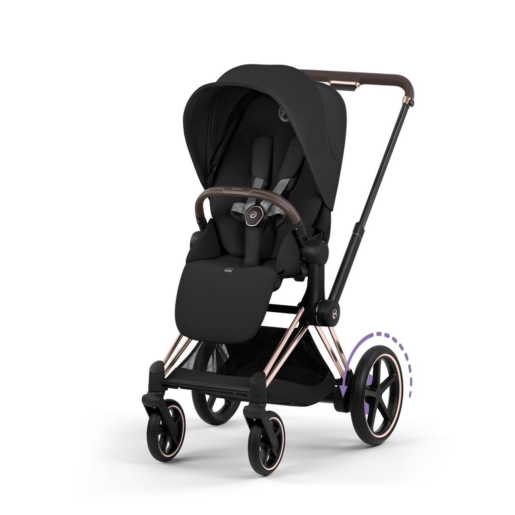 Kinderwagen set e-Priam comfort rosegold (incl. draagmand  en buggyzit)