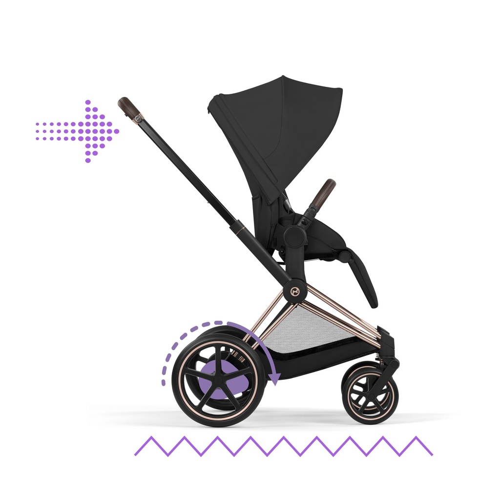 Kinderwagen set e-Priam comfort rosegold (incl. draagmand  en buggyzit)