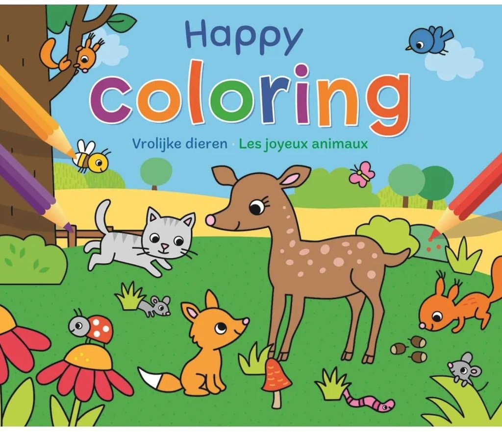 Coloriage joyeux - Animaux joyeux