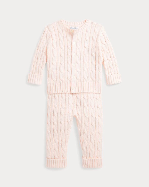 Broek en trui set met kabelpatroon (3m-18m)