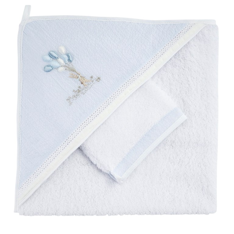 Kaphanddoek + washandje (Blue Garden Party)