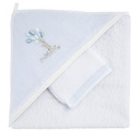 Kaphanddoek + washandje (Blue Garden Party)
