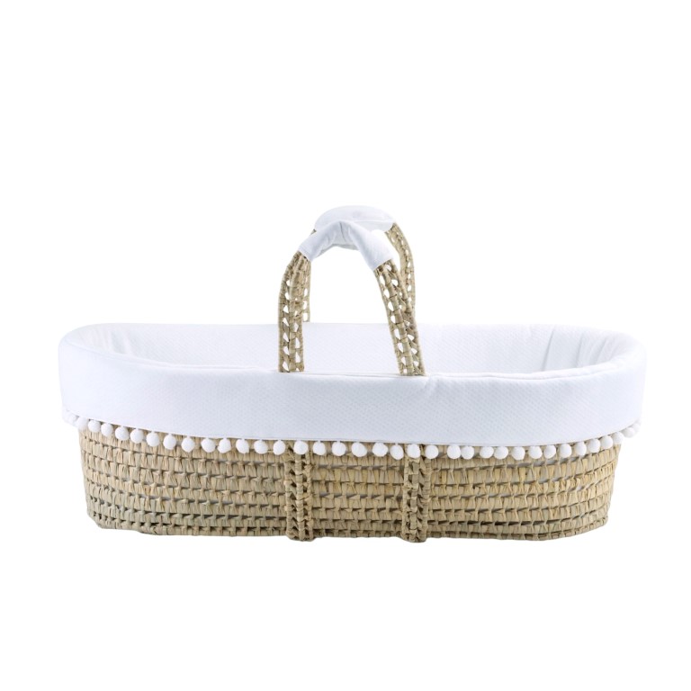 Rieten reiswieg + aankleding pompon