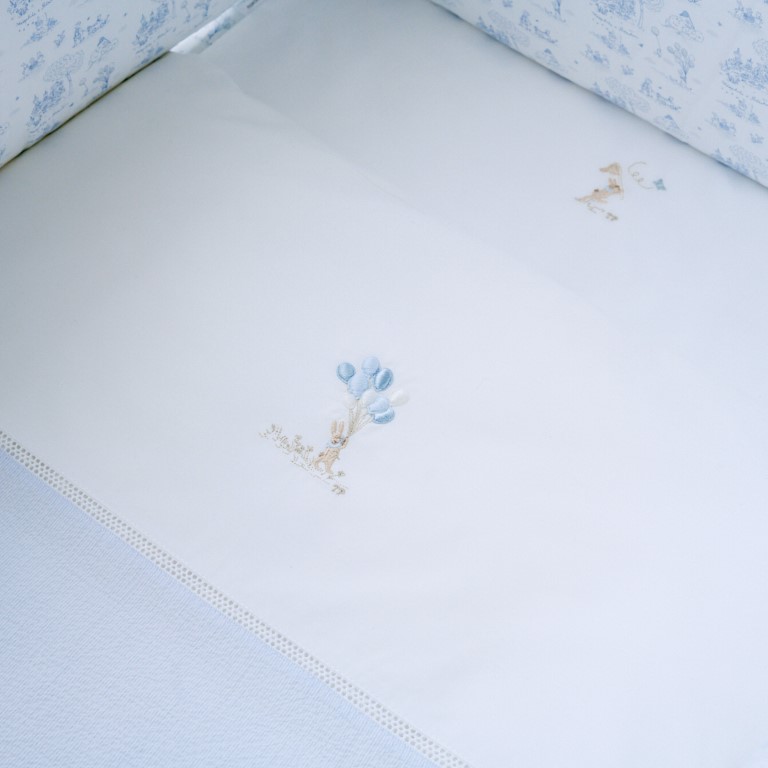 Donsovertrek bed en sloop (100x135cm) (Blue Garden Party)