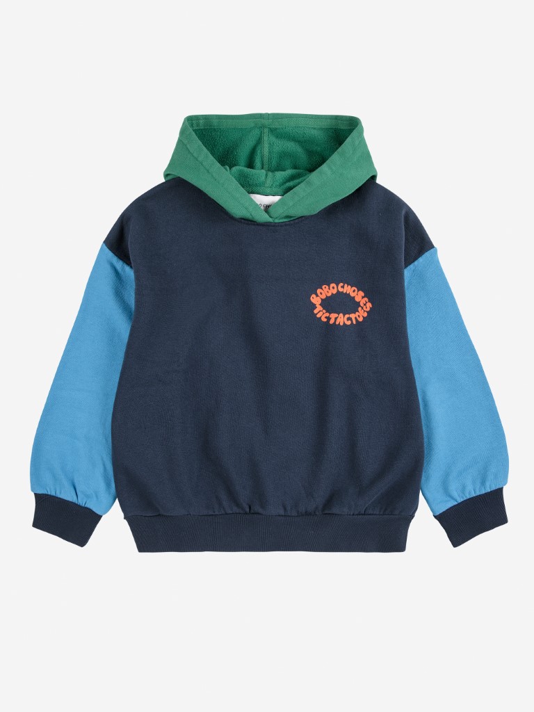 Hoodie met rits tic tac toe color block