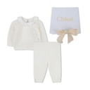 Ensemble bébé tricoté - cardigan et pantalon en coton biologique et cachemire