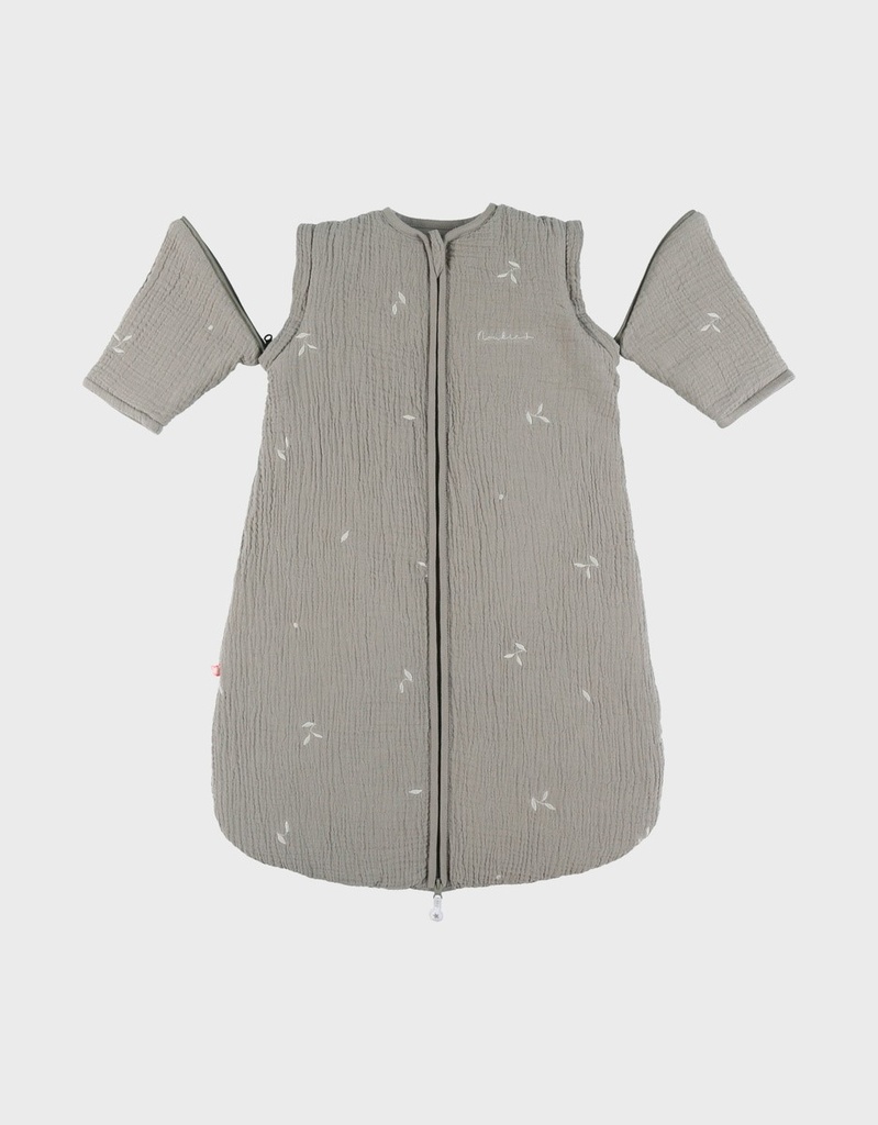 Winterslaapzak afneembare mouwen in gewatteerde mousseline (1-6m/70 cm/van tog 2.0 tot 3.5)