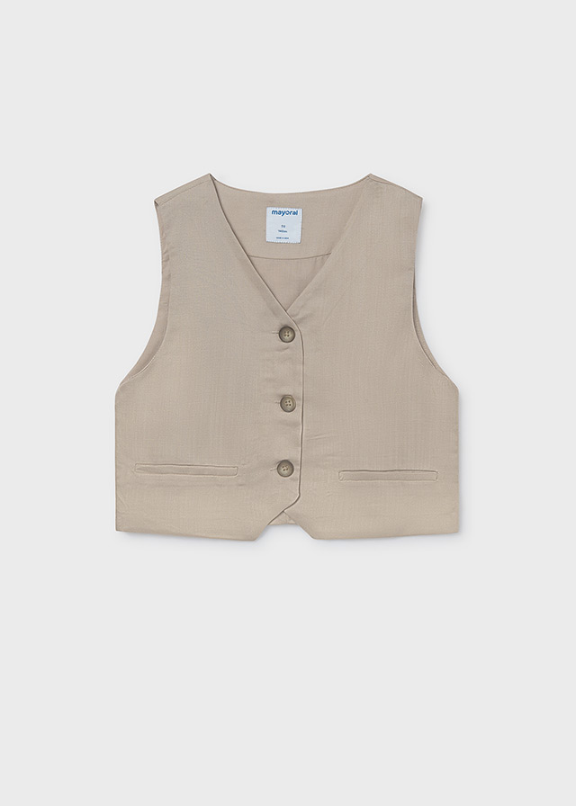 Gilet met knopen in linnenlook