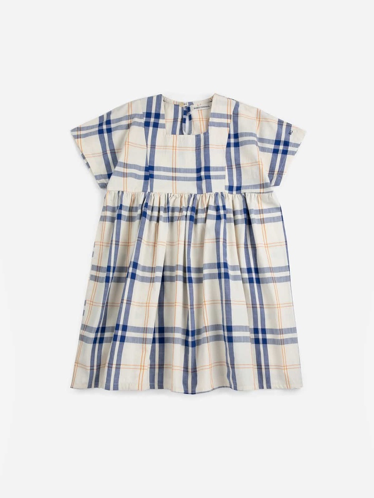 Jurk korte mouw woven fun tartan