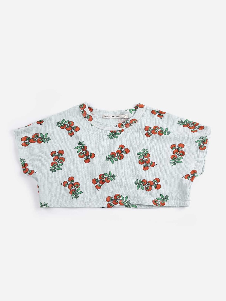 T-shirt cropped knit juicy tomatoes all over