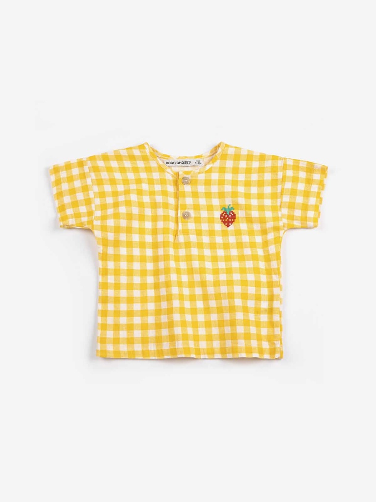 Bloes vichy woven pixel aardbei
