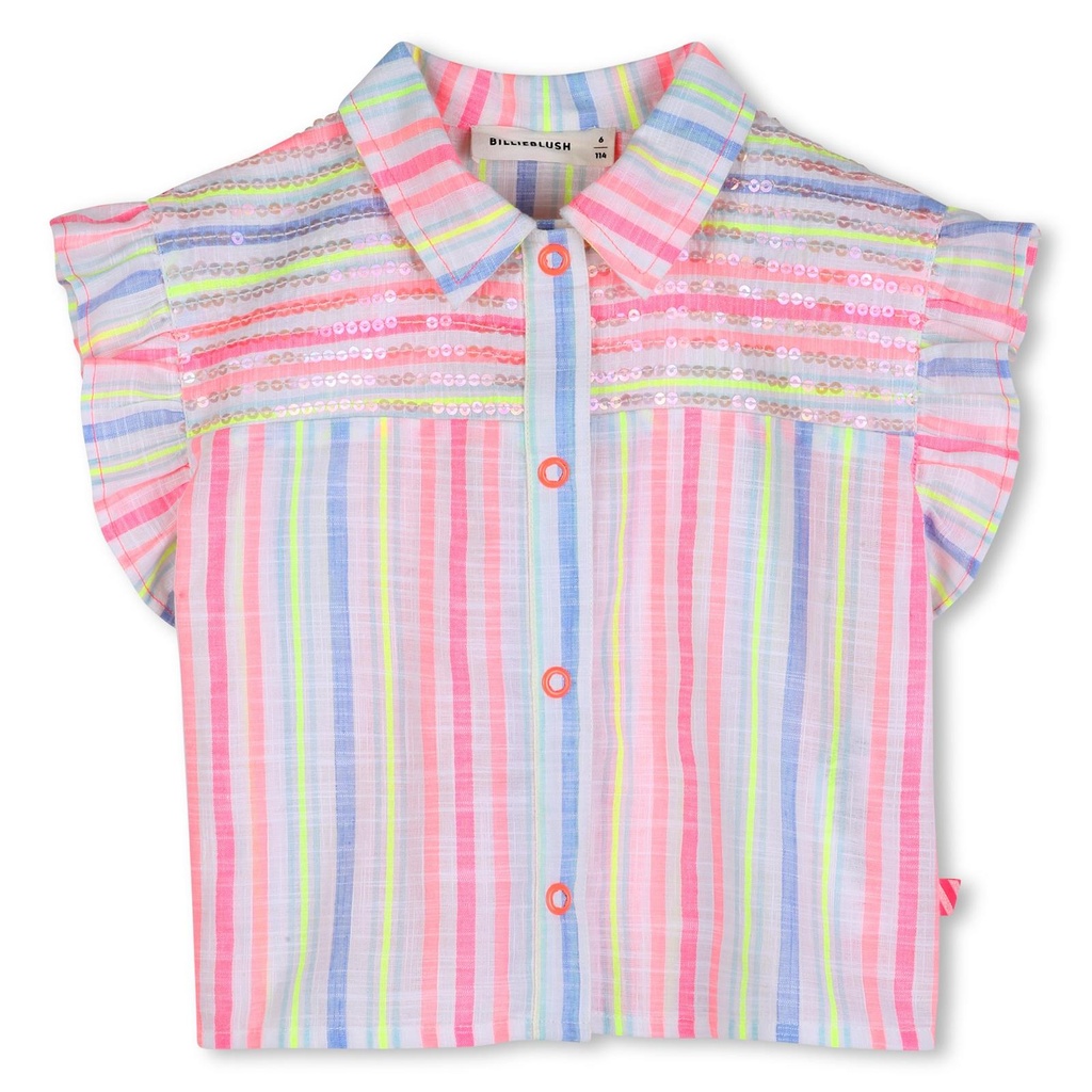 Blouse katoen streep glitterruffles