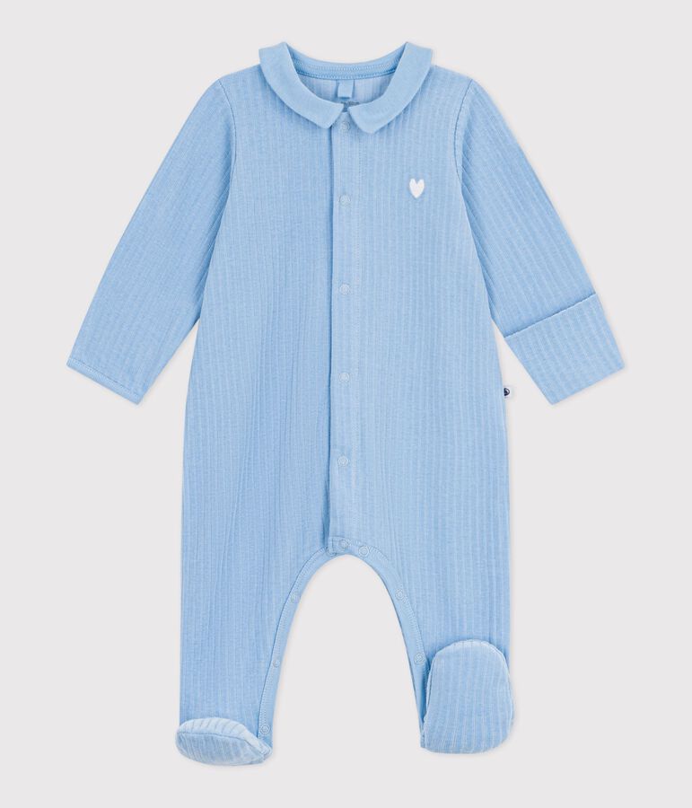 Pyjama in effen velours met kraag