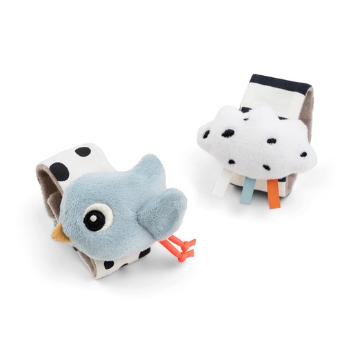 Rattle 2 pcs Happy clouds blue 