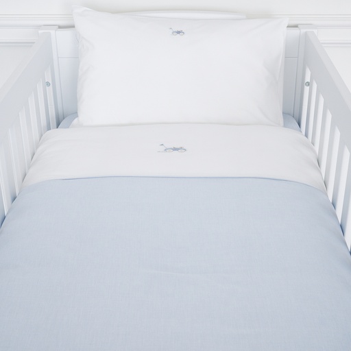 Donsovertrek met sloop voor juniorbed classic car lichtblauw 100X135