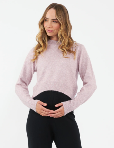 Korte trui Tia pink marle 