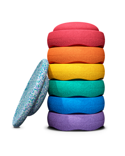 Stapelstenen 6 stuks + balanceerbord winter special rainbow classic 
