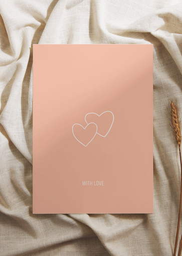 Wenskaart with love pink 
