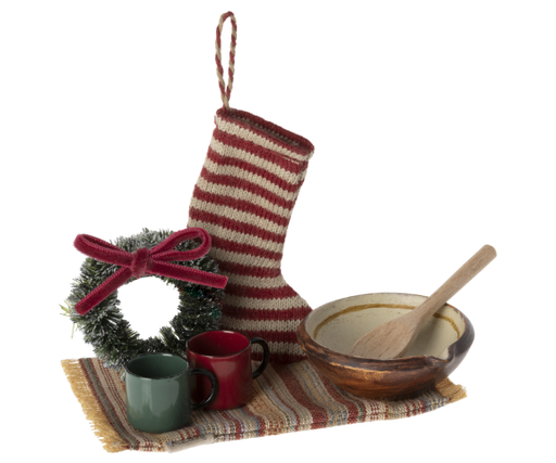 Ornament cosy kerstmis set 4cm  