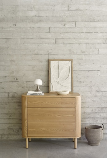 Chest with 3 drawers Yume natural ash wood 
